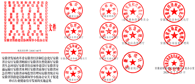 為促進(jìn)機(jī)制砂健康有序發(fā)展，安徽省發(fā)改委發(fā)布了實(shí)施方案文件